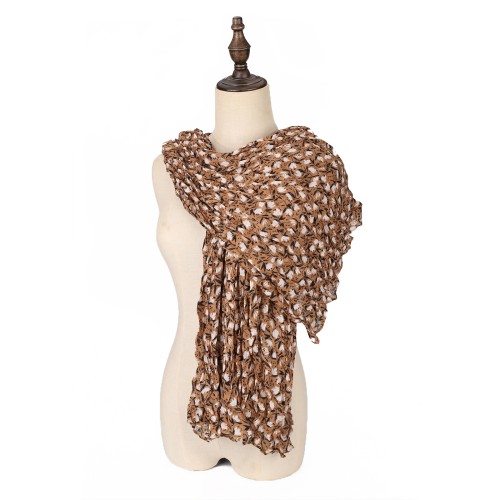 SF1630-KHAKI Dense Floral Pattern Scarf
