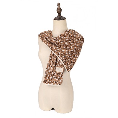 SF1631-KHAKI Scarf with Dense Flower Pattern