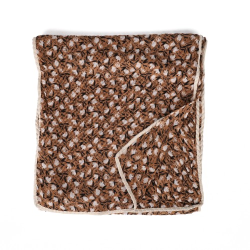 SF1631-KHAKI Scarf with Dense Flower Pattern