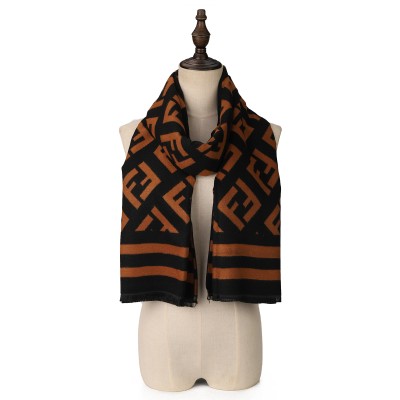 SF1703 BROWN-Women Fashion Winter Scarf