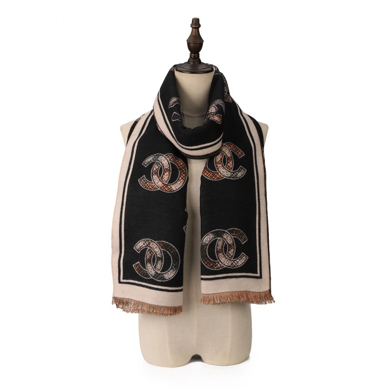 SF1721 BLACK - Women's Fashion Winter Scarf