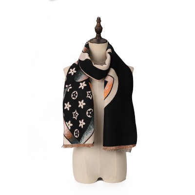 SF1722 BLACK- Women's Fashion Winter Scarf