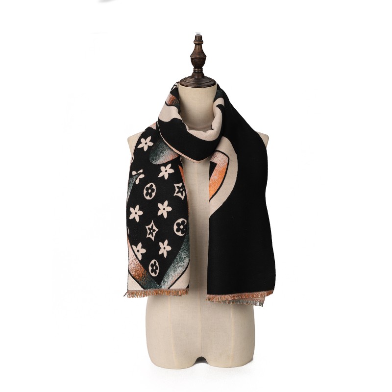 SF1722 BLACK- Women's Fashion Winter Scarf