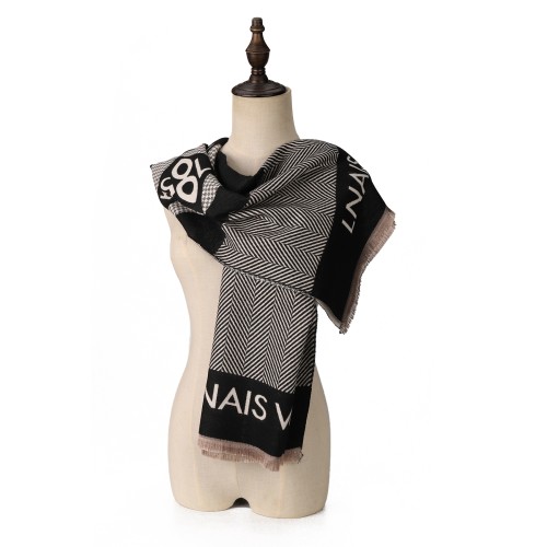 SF1736 BLACK- Women's Fashion Winter Scarf
