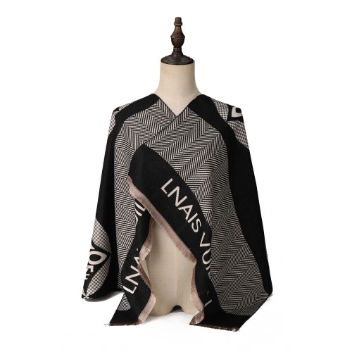 SF1736 BLACK- Women's Fashion Winter Scarf