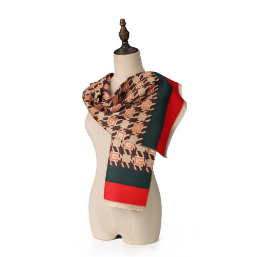 SF1737 BROWN-Women Fashion Winter Scarf
