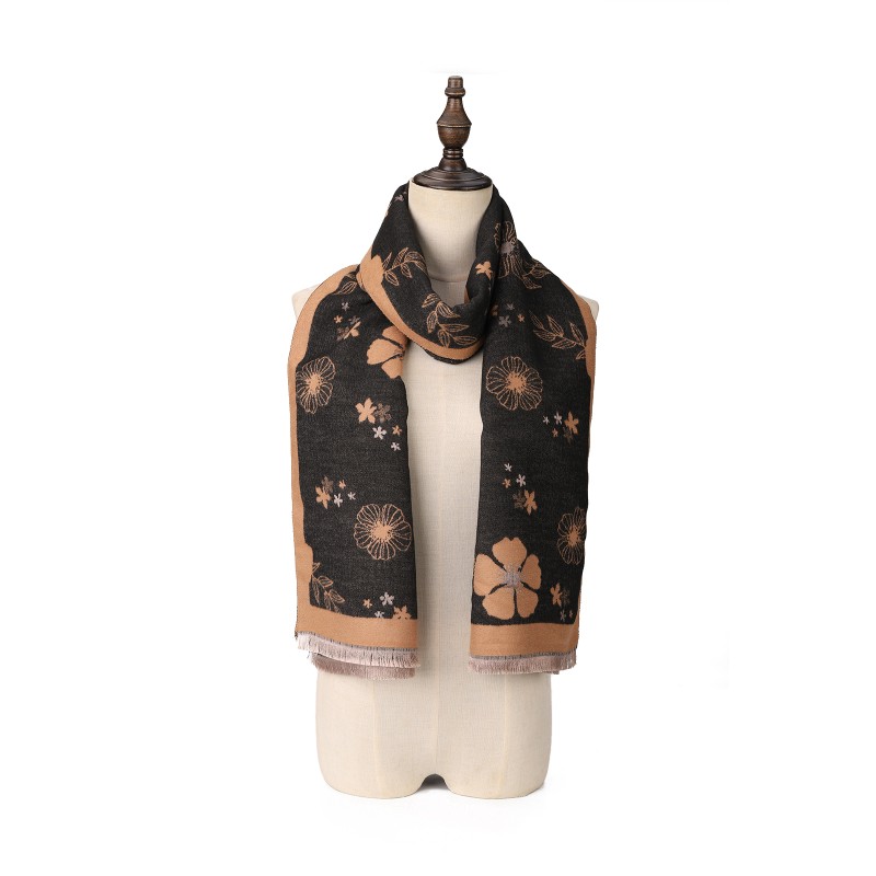 SF1744 BLACK- Women's Fashion Winter Scarf