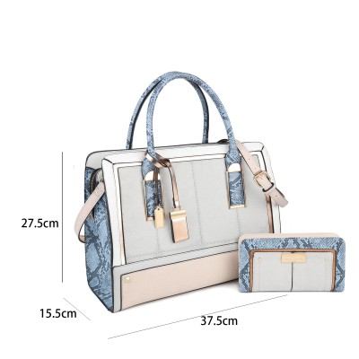 SY2219-GREY -  Women's new fashion snake print color handbag without purse SY2219-GREY -  Women's new fashion snake print color handbag without purse