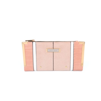 SY5064-PKN - Flap fashion colorblock snake print wallet