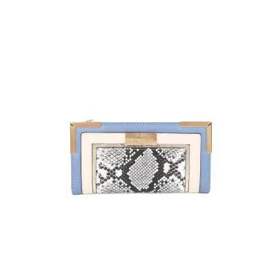 SY5066-BLU - Flap fashion colorblock snake print wallet