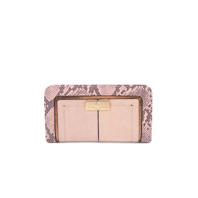 SY5068-PKN - Flap fashion colorblock snake print wallet