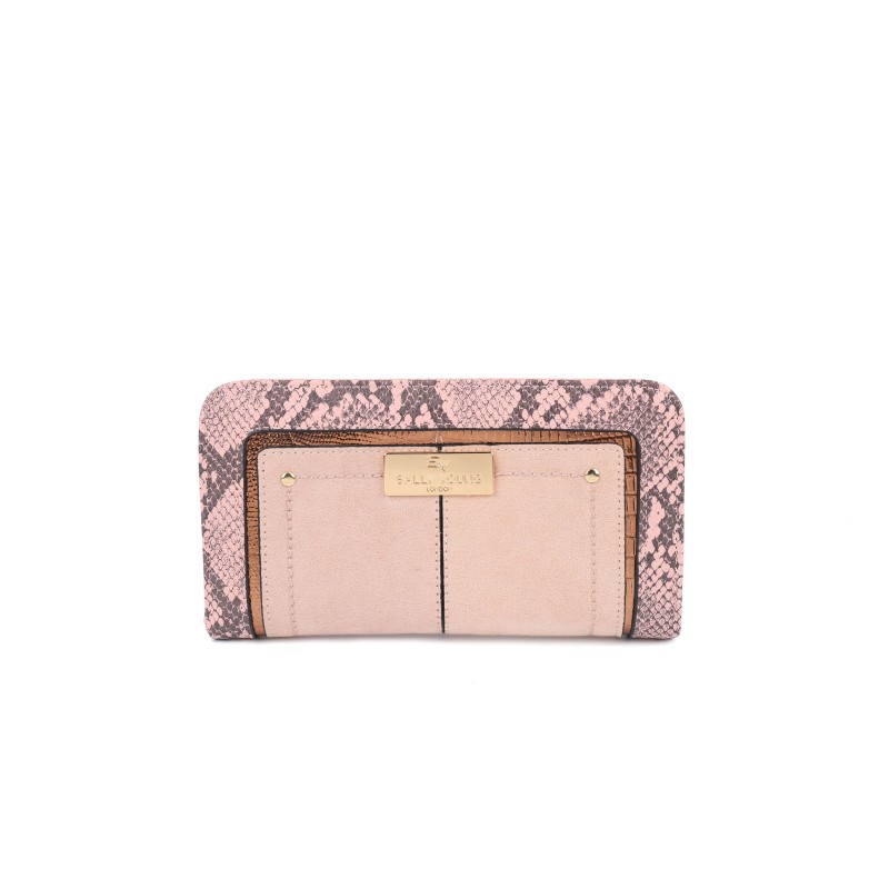 SY5068-PKN - Flap fashion colorblock snake print wallet
