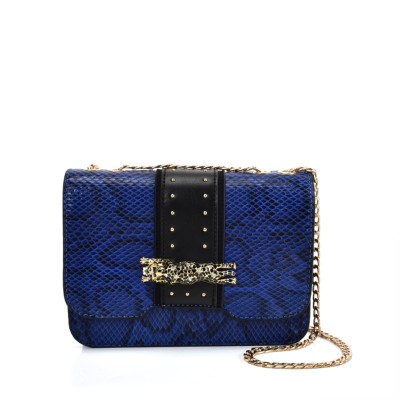 VK2118 BLUE - Snakeskin Chain Bag For Women