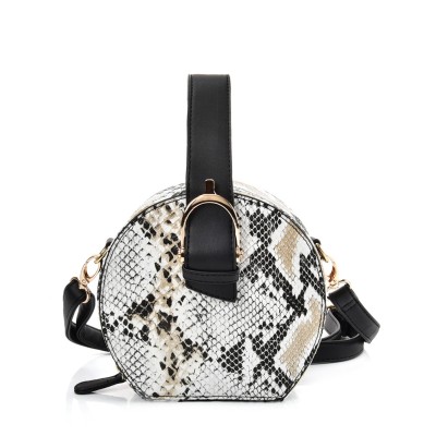 VK2120 BEIGE - Snakeskin Pattern Small Tote Bag