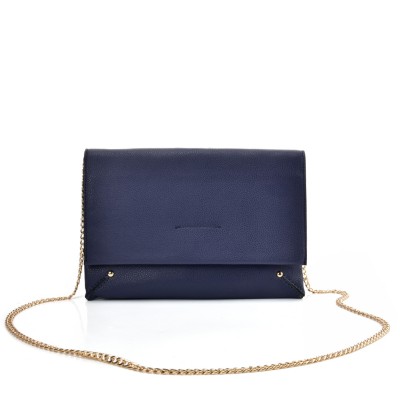 VK2121 BLUE - Simple Solid Color Leather Handbag