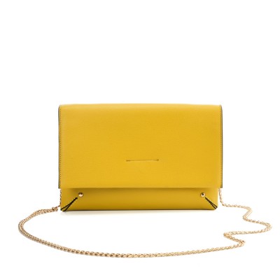 VK2121 YELLOW - Simple Solid Color Leather Handbag
