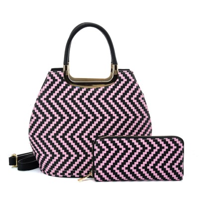 VK2123 PINK - Shell Set Bag With Simple Geometric Pattern Design