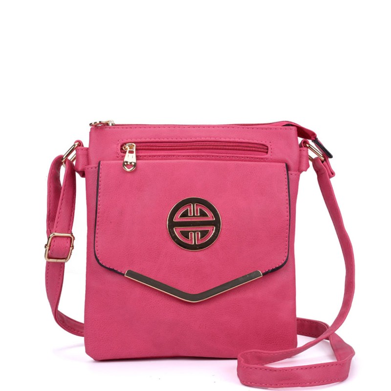 VK5345 Fushia - Classic Cross Body Bag With Metal Detail