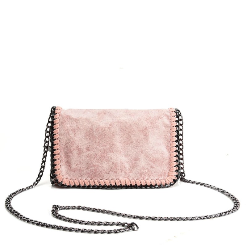 VK5531 PINK - Bright Leather Bag With Chain Handel