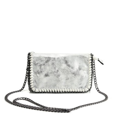 VK5531 SILVER - Bright Leather Bag With Chain Handel