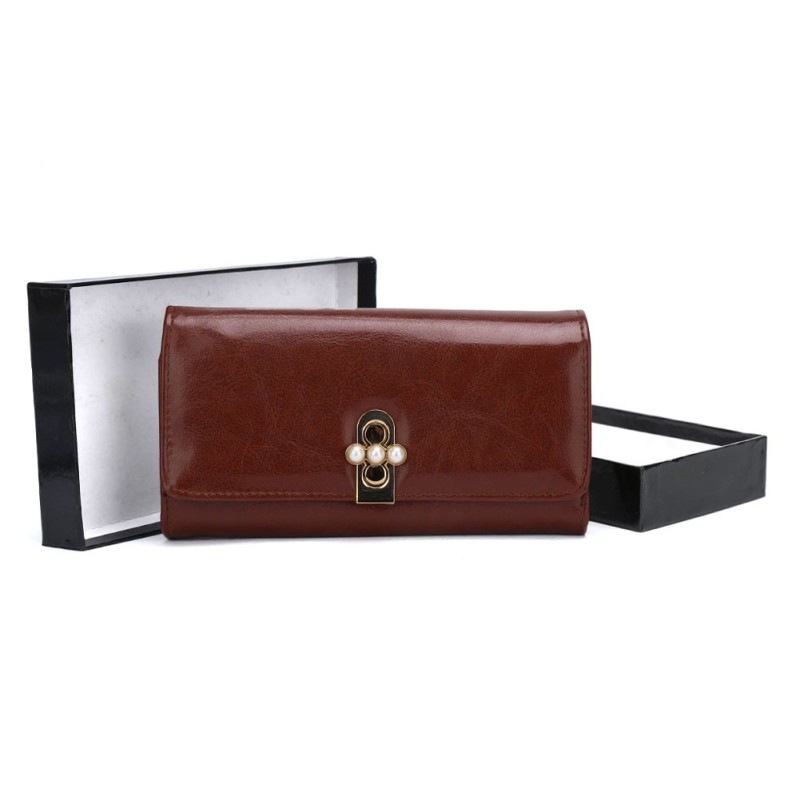 VKP1462 Brown - Solid Women Bead Decoration Wallet