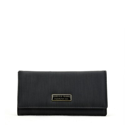 VKP1609 BLACK - Long Streamlined Wallet With Buckle Design