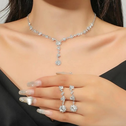 NL0002 SLIVER NECKLACE AND EARRING SET