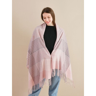 SF1255-PINK Newest Fashion Scarf Checkered With Tassel Ends SF1255-PINK Newest Fashion Scarf Checkered With Tassel Ends